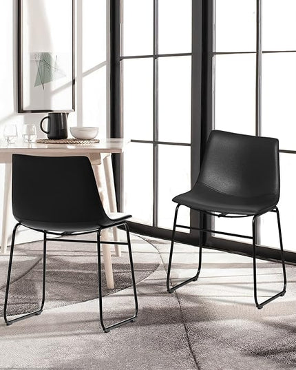 NicBex Retro Side Chair Dining Chair with Metal Legs for Kitchen, Living, Dining Room, Set of 2, (Black Color) (A-GE17014-USSU014) - LeafyLoom