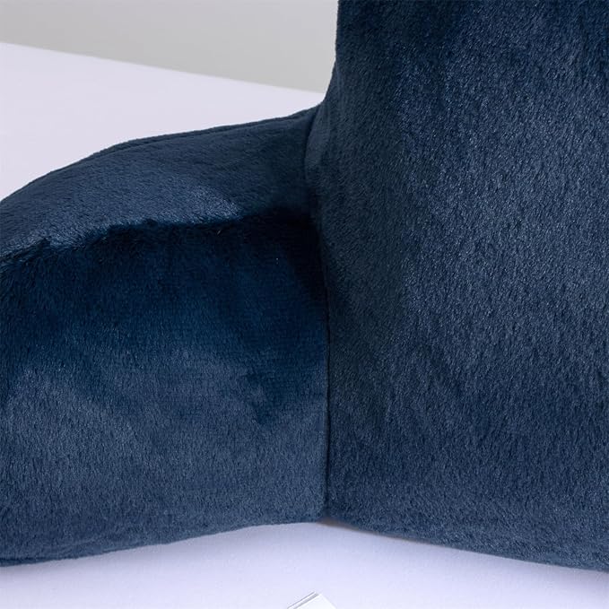 Aimuan Reading Pillow Bed Rest Wedge Large Adult Backrest Pillow with Arms Back Support for Sitting Up in Bed Cushion Incline Rest Sleeping Snoring Pillow, Dark Blue - LeafyLoom