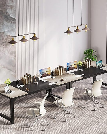 70.8 Inch X-Large Executive Computer office desk, Grey+Black - LeafyLoom