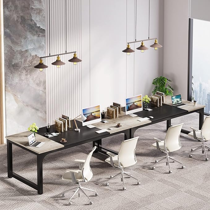 70.8 Inch X-Large Executive Computer office desk, Grey+Black - LeafyLoom