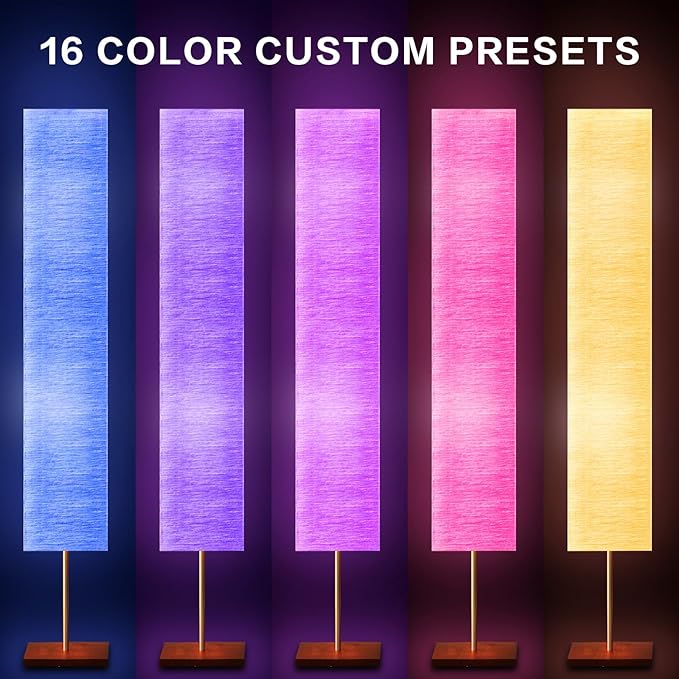 65“ Floor Lamp for Living Room, RGB Color Changing-2700K-6000K Led Floor Lamp Standing Lamp Corner Floor Lamp with Remote Control Modern Floor Lamp for Bedroom, Office Beige(Bulbs Included) - LeafyLoom