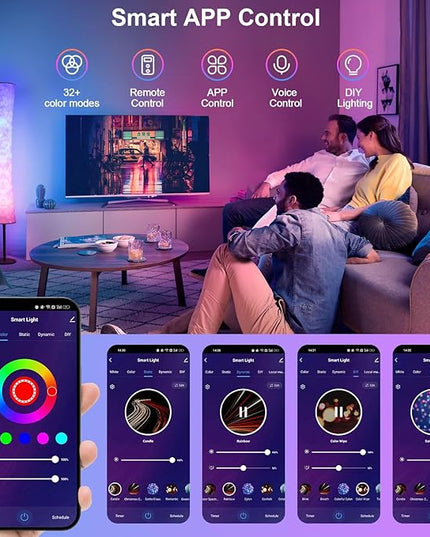 AKT LIGHTING Smart Floor Lamp, RGB Color Changing LED Lamp, App Control Modern Floor Lamp with DIY Mode and Music Sync, Standing Lamp with White Fabric Shade for Living Room, Bedroom and Play Room - LeafyLoom