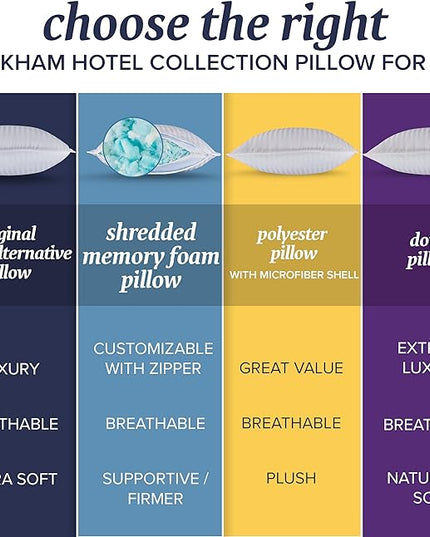 Beckham Hotel Collection King Size Memory Foam (Adjustable Fill) Bed Pillows Set of 2 - Cooling Shredded Foam Pillow for Back, Stomach or Side Sleepers - LeafyLoom