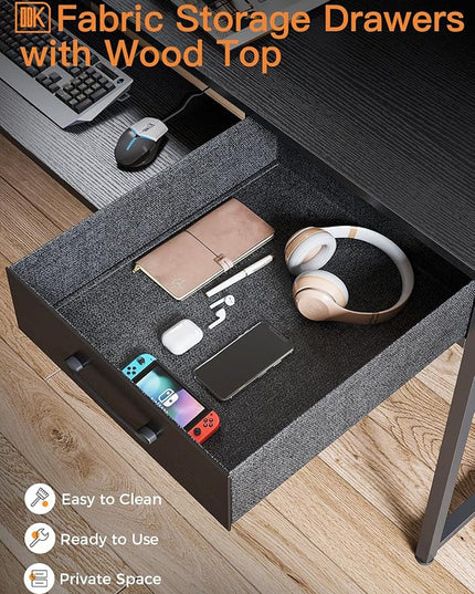 ODK Computer Desk Study Table, 63 Inch Office Desk with Drawers and Keyboard Tray, Study Desk Work Desk with Monitor Shelf, Writing Desk with Storage for Home Office, Black - LeafyLoom