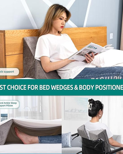 Bed Wedges & Body Positioners for Elderly and Adults (3 in 1), 40 Degree Triangle Wedges for Bed Positioning, Side Wedge Pillows for after Surgery, Bed Wedges for Bedsores, Wedges for Body - LeafyLoom