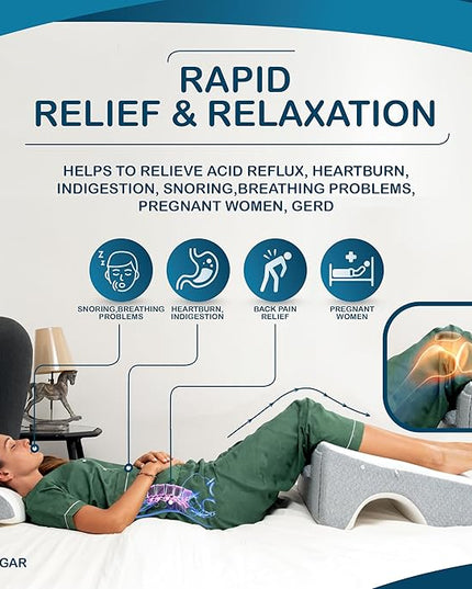 Bed Wedge Pillow 12 inch | Memory Foam Wedge Pillow for Sleeping | Triangle Pillow Wedge | Acid Reflux Pillow | Post-Surgery Support Cushion | Back, Head, Knee, Elbow Support | Pregnancy Pillow - LeafyLoom