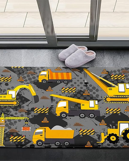 Construction Rugs for Boys Room Play Rug for Cars and Trucks Car Rug Play Mat Kids Rugs for Playroom Car Rug for Boys Room Construction Decor for Boys Room,Grey 2'×3' - LeafyLoom
