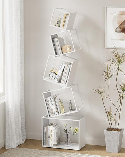 Bookshelf, Book Shelf, 5 Tier Bookshelf, White Bookshelf, 67'' Tall, Modern Bookshelf for Books/CDs/Home Decor - LeafyLoom