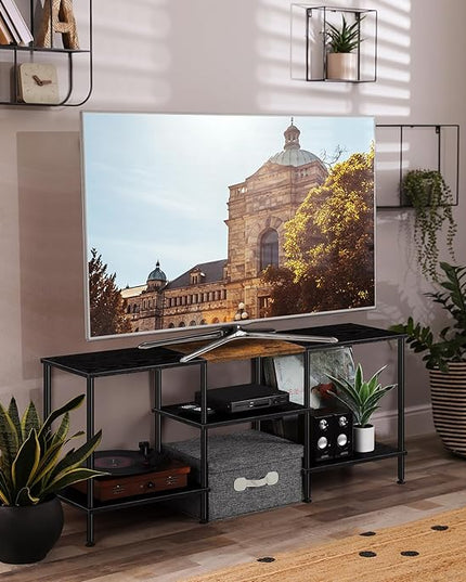 TV Stands for Living Room 50 inch TV Stand with Power Outlet Entertainment Center with Storage 3 Tier TV Console Table for 50 43 40 32 inch TV, Black - LeafyLoom