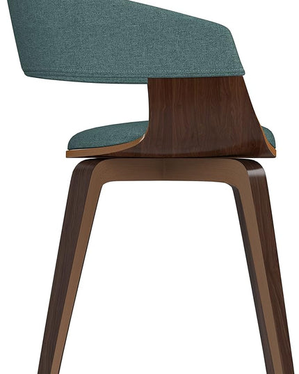SIMPLIHOME Lowell Mid Century Modern Bentwood Dining Chair in Light Turquoise Blue Linen Look Fabric, For the Dining Room - LeafyLoom