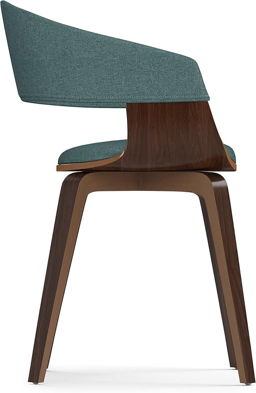 SIMPLIHOME Lowell Mid Century Modern Bentwood Dining Chair in Light Turquoise Blue Linen Look Fabric, For the Dining Room - LeafyLoom