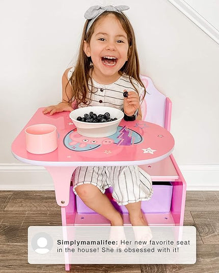 Delta Children Chair Desk with Storage Bin - Ideal for Arts & Crafts, Snack Time, Homeschooling, Homework & More, Peppa Pig - LeafyLoom