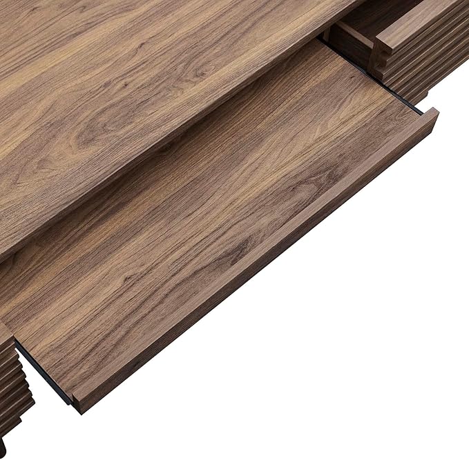 Modway Render Mid-Century Modern, Office Desk, Walnut - LeafyLoom
