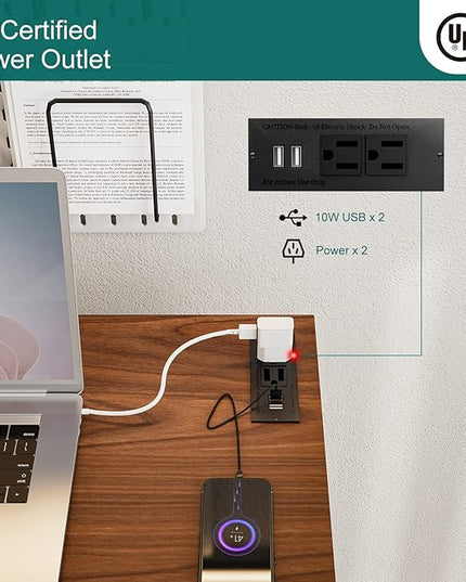 TEMI Computer Desk with Power Outlet - Portable Small with USB Ports, Durable Construction. Perfect Writing Desk, Study Table, and Office Table for Compact Spaces. Work Desk for Home Office Use. - LeafyLoom