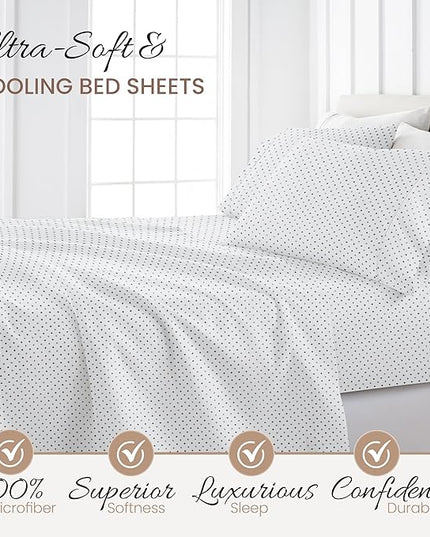 Linen Market 4 Piece Queen Bedding Sheet Set (Navy Blue Lilies) - Sleep Better Than Ever with These Ultra-Soft & Cooling Bed Sheets for Your Queen Size Bed - Deep Pocket Fits 16" Mattress - LeafyLoom