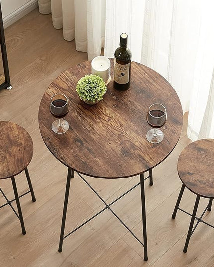 VECELO 23.6" Bar, Modern Bistro Pub Dining Room Furniture, Counter Height Wood Top for Breakfast Dinner Nap Conference, Easy Assembly,Brown, Round Table - LeafyLoom