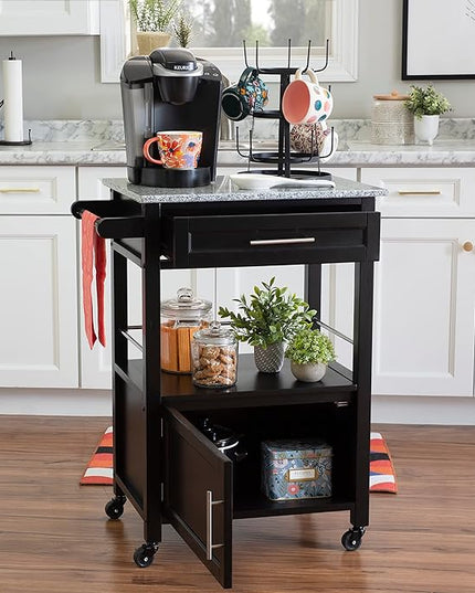 Linon Cayden Black Kitchen Cart, - LeafyLoom
