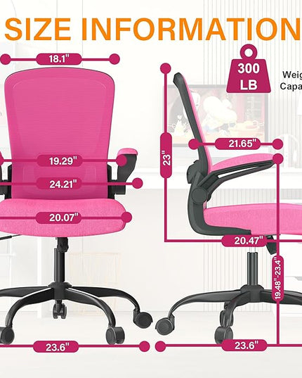 Office Chair, Ergonomic Desk Chair with Adjustable Lumbar Support, High Back Mesh Computer Chair with Flip-up Armrests-BIFMA Passed Task Chairs, Executive Chair for Home Office - LeafyLoom