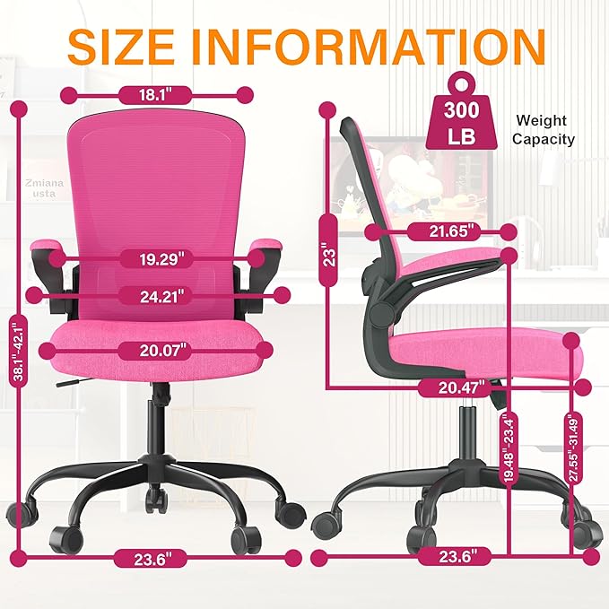 Office Chair, Ergonomic Desk Chair with Adjustable Lumbar Support, High Back Mesh Computer Chair with Flip-up Armrests-BIFMA Passed Task Chairs, Executive Chair for Home Office - LeafyLoom