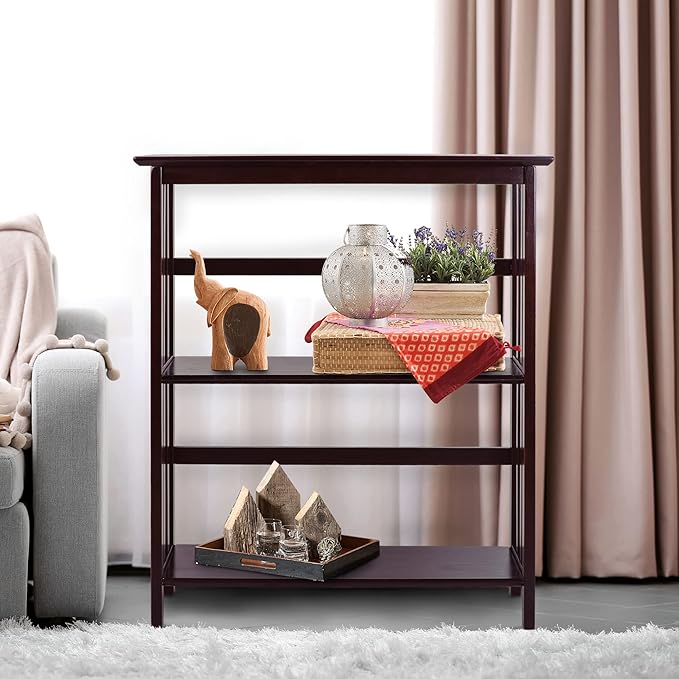 Casual Home Mission Style 3-Shelf Bookcase, Espresso - LeafyLoom