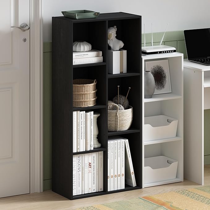 Furinno Luder 7-Cube Reversible Open Shelf, Blackwood - LeafyLoom