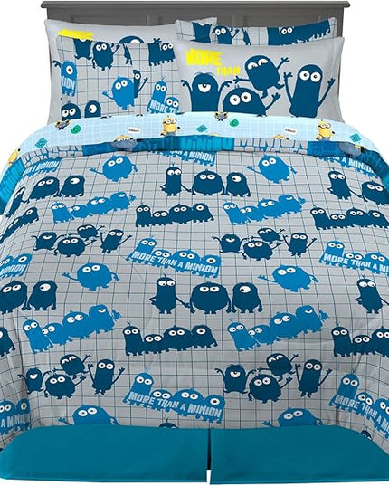 Franco Kids Bedding Super Soft Comforter and Sheet Set with Sham, 7 Piece Full Size, Minions The Rise Of Gru - LeafyLoom