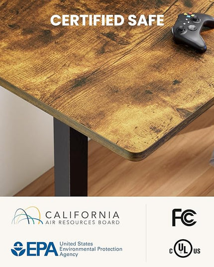 ErGear 63" Dual Motor L Shaped Standing Desk, 28"-46" Electric Height Adjustable, 2 Assembly Options to Fit Room Corner, Suitable for Sitting or Standing Up for Working or Gaming from Home, Vintage - LeafyLoom