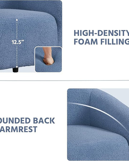 Yaheetech Accent Barrel Chair, Boucle Fabric Club Chair, Furry Sherpa Elegant Armchair with Cozy Soft Padded, Suitable for Living Room Bedroom Reception Room Office, Blue - LeafyLoom