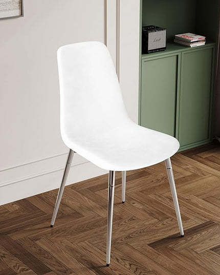 NicBex Haerin-SD-00341-LWJ Dining Chairs, 17.7"x19.7"x34.3", White and Silver - LeafyLoom