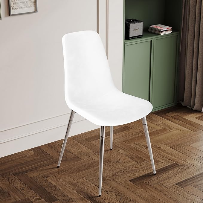 NicBex Haerin-SD-00341-LWJ Dining Chairs, 17.7"x19.7"x34.3", White and Silver - LeafyLoom