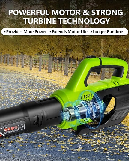 Leaf Blower Cordless,580CFM/160MPH Electric Leaf Blower with 4.0Ah Battery and Fast Charger, Lightweight Leaf Blowers for Lawn Care, Yard, Garage, Patio & Sidewalk Blowing - LeafyLoom