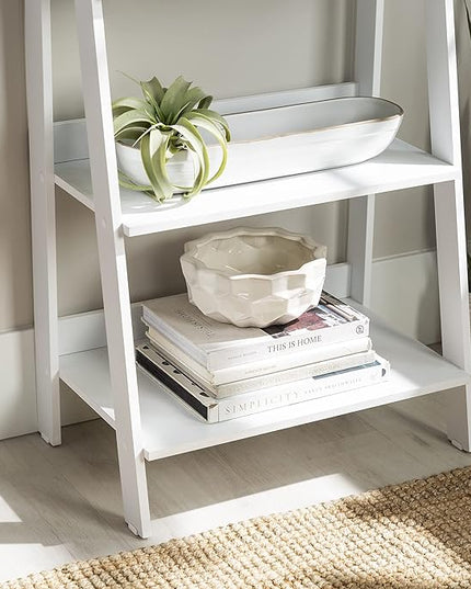 Walker Edison Sophia Modern 4 Shelf Ladder Bookcase , 55 Inch, White - LeafyLoom