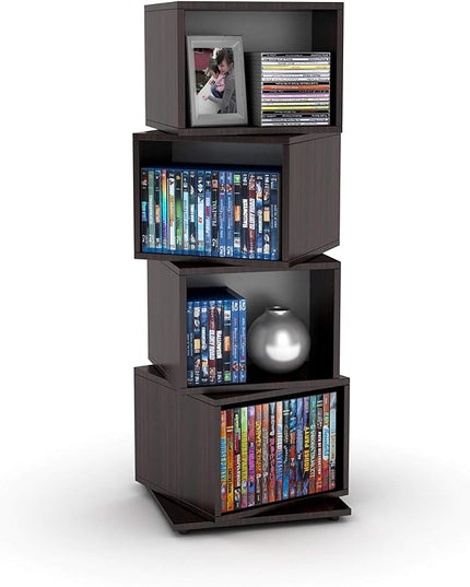 Atlantic 4 Tier Rotating Cube Espresso - LeafyLoom