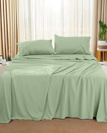 Utopia Bedding King Bed Sheets Set - 4 Piece Bedding - Brushed Microfiber - Shrinkage and Fade Resistant - Easy Care (King, Sage) - LeafyLoom