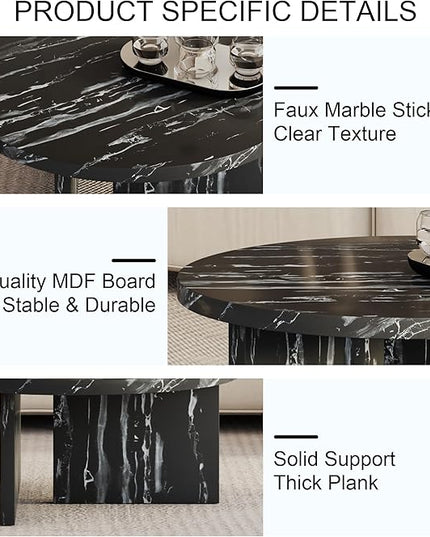 NicBex 31.4Inch Round Dining Table,Mid-Century Modern Kitchen Table with Black and White Patterns Tabletop for 2 to 4,Leisure Coffee Table for Kitchen,Small Space and Living Room,Space-Saving,Black - LeafyLoom