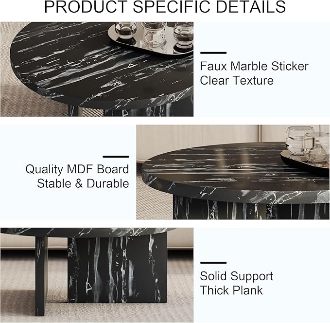 NicBex 31.4Inch Round Dining Table,Mid-Century Modern Kitchen Table with Black and White Patterns Tabletop for 2 to 4,Leisure Coffee Table for Kitchen,Small Space and Living Room,Space-Saving,Black - LeafyLoom