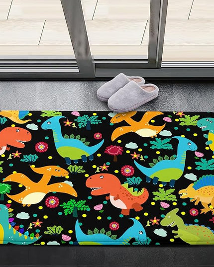 Dino Rugs for Boys Room Kids Play Rug Dinosaur Play Rug Dinosaur Carpet Dinosaur Rug Dinosaur Cartoon Carpet for Boys and Girls Bedroom Classroom,Black 2'×3' - LeafyLoom