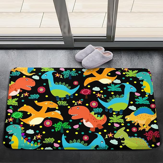 Dino Rugs for Boys Room Kids Play Rug Dinosaur Play Rug Dinosaur Carpet Dinosaur Rug Dinosaur Cartoon Carpet for Boys and Girls Bedroom Classroom,Black 2'×3' - LeafyLoom
