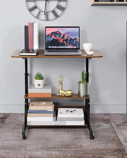 Portable Computer Desk Adjustable Home Office Desk Bedside Universal Movable Table Small Spaces Furniture Storage Convenient Desk Home Office Living Room Sofa Desk Size 15.7 * 31.5 Inch,Brownish - LeafyLoom