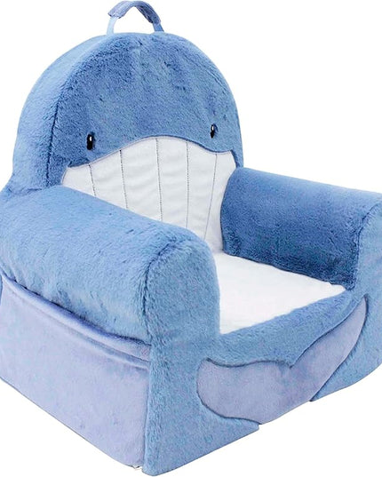 Soft Landing Animal Adventure Sweet Seats, Premium and Comfy Toddler Lounge Chair with Carrying Handle & Side Pockets – Blue Whale - LeafyLoom