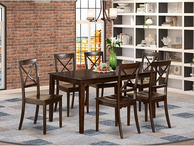 East West Furniture CABO7S-CAP-W Capri 7 Piece Set Consist of a Rectangle Kitchen Table and 6 Dining Chairs, 36x60 Inch - LeafyLoom