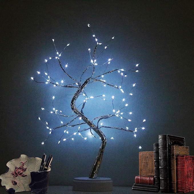 Bonsai Tree Light for Room Decor, Aesthetic Lamps for Living Room, Cute Night Light for House Decor, Good Ideas for Gifts, Home Decorations, Weddings, Christmas, Holidays and More (White, 108 LED) - LeafyLoom