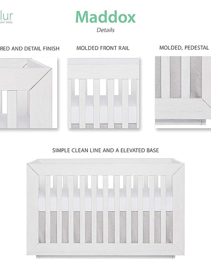 Dream On Me Evolur Maddox Modern Crib, Weathered White - LeafyLoom