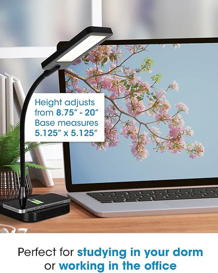 OttLite ClearSun LED Desk Lamp with Wireless Charging - 3 Color Temperature Modes, Flexible Gooseneck - Task Lamp for Home, Reading, Office & College Dorms - LeafyLoom