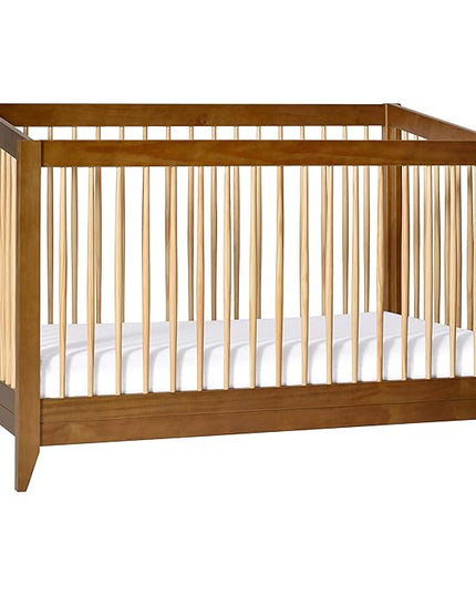 Babyletto Sprout 4-in-1 Convertible Crib with Toddler Bed Conversion Kit in Chestnut and Natural, Greenguard Gold Certified - LeafyLoom