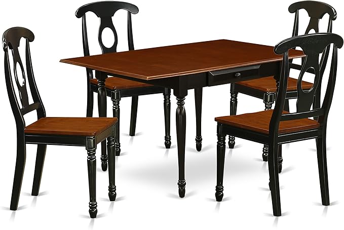 East West Furniture MZKE5-BCH-W Monza 5 Piece Modern Set Includes a Rectangle Wooden Table with Dropleaf and 4 Dining Chairs, 36x54 Inch - LeafyLoom