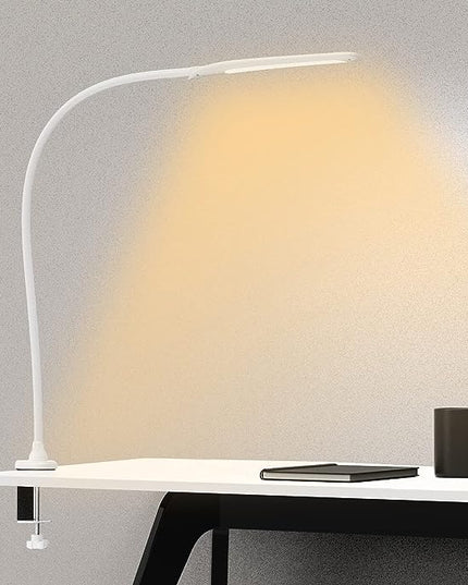 YOUKOYI LED Desk Lamp with Clamp, Architect Desk Lamp for Home Office with Touch Control, 9W Clip on Desk Lamp Swing Arm Desk Light, 3 Color Modes and Stepless Dimming Flexible Gooseneck Clamp Lamp - LeafyLoom