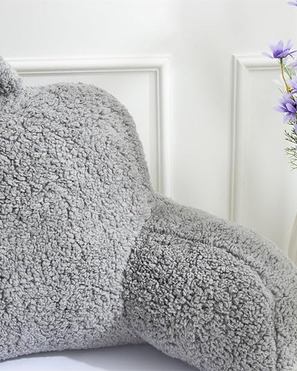 A Nice Night Sherpa Fleece Flannel Reading Pillow Bed Wedge Children Backrest with Arms Back Support for Sitting Up in Bed/Couch,Grey - LeafyLoom