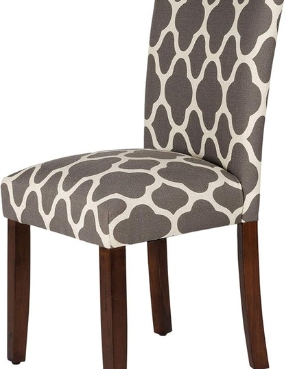 HomePop Parsons Classic Upholstered Accent Dining Chair, Set of 2, Grey and Cream Geometric - LeafyLoom