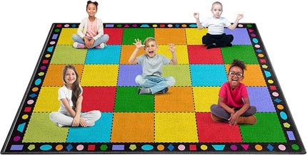 Booooom Jackson Classroom Rug Large Colorful Classroom Carpet with Non-Slip Backing, 10'4''x13' Children's School Seating Rug Elementary - LeafyLoom